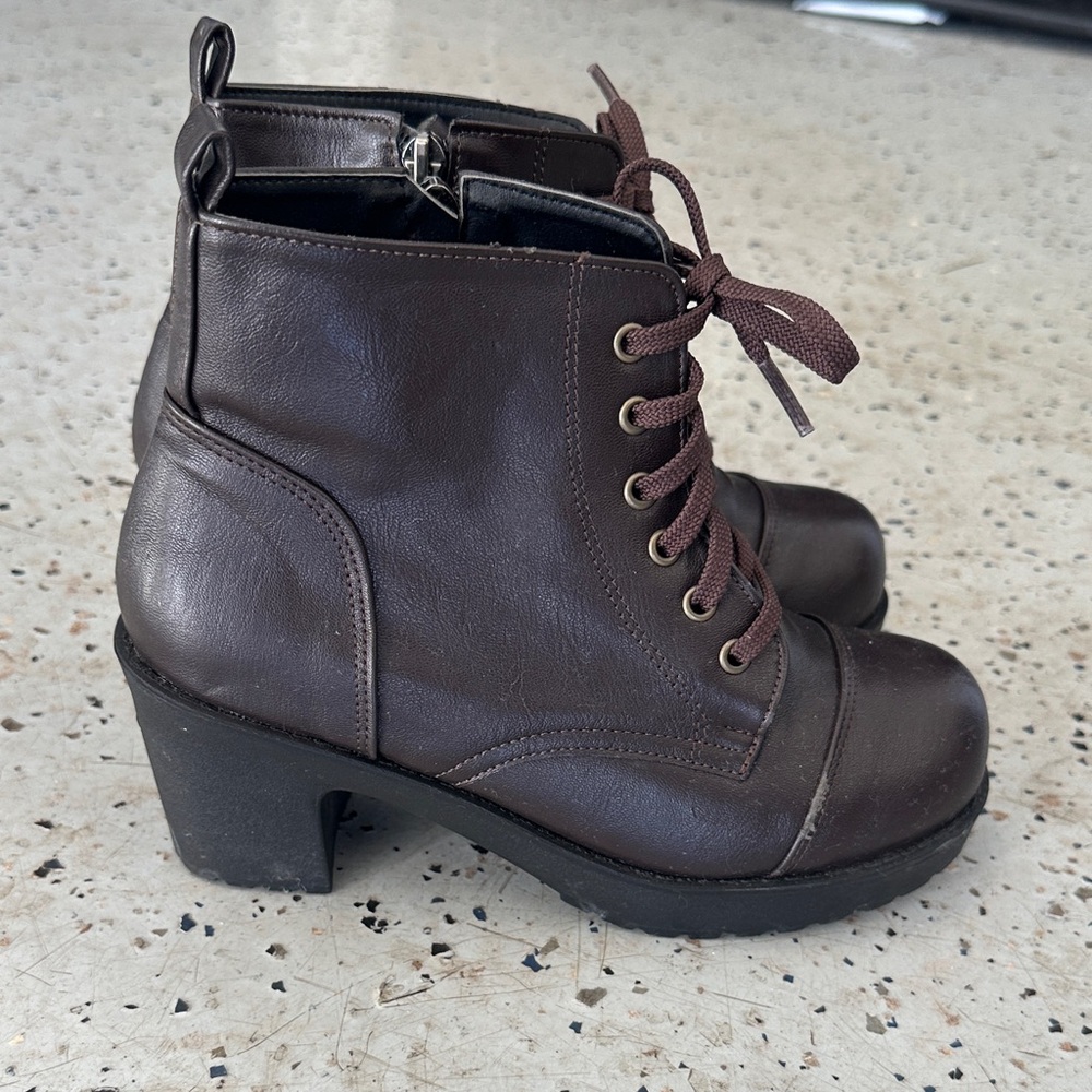 Brown Lace-Up Ankle Boots - Picture 7 of 7